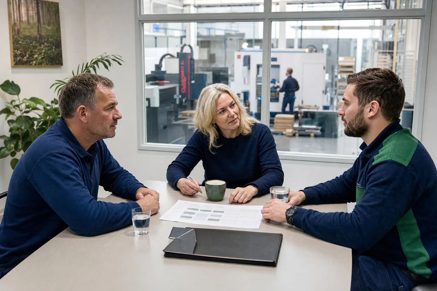 Arbeidsdeskundige overlegt met werkgever en medewerker over terugkeer naar werk